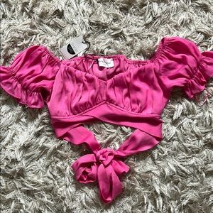 Vibrant Pink Off-Shoulder Blouse